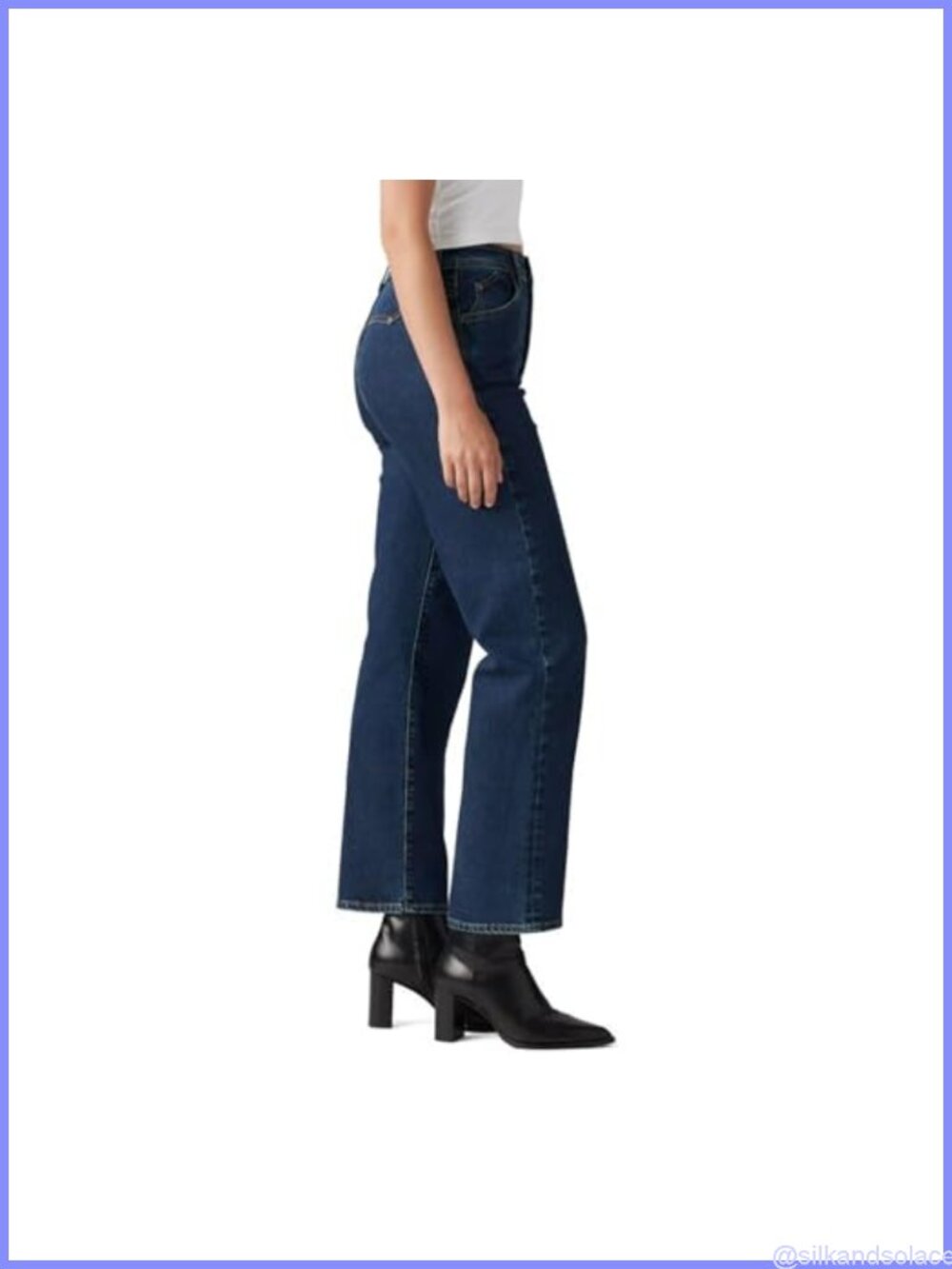 High Rise Straight Ankle Jeans Riveted Ribcage Western Fit - Picture 2 of 2